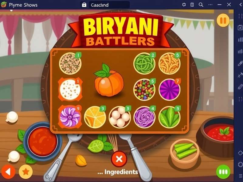Biryani Battlers ingredient selection screen